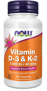 Now Foods (Нау Фудс) Витамин Д3 1000 МЕ и К2 45мкг, капсулы 120шт БАД