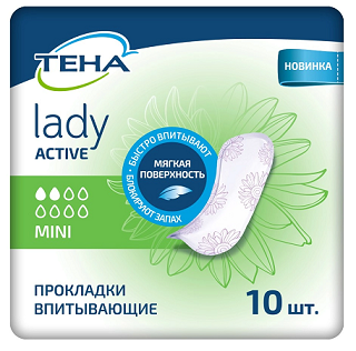 TENA (Тена) прокладки женские впитывающие lady active mini 10 шт