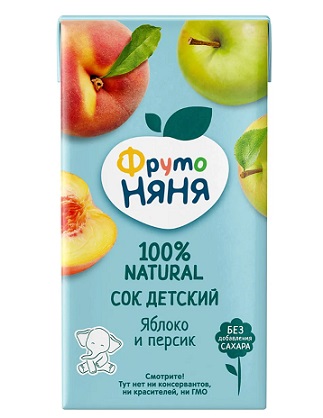 Фрутоняня сок яблоко и персик неосветленный, 500мл