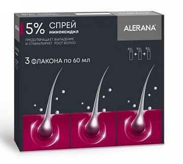 Алерана спрей для наружного применения 5% 60 мл х3шт