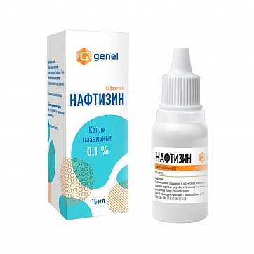 Нафтизин, капли назальные 0,1%, флакон-капельница 15мл