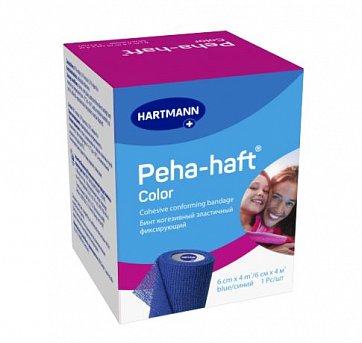 Paul Hartmann (Хартманн) бинт Пеха-хафт Колор когезивный фиксирующий эластичный 4м х 6cм синий 1 шт