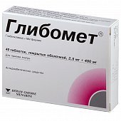 Купить глибомет, таблетки, покрытые пленочной оболочкой 2,5мг+400мг, 40 шт в Нижнем Новгороде