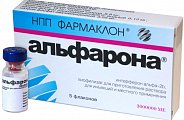 Купить альфарона, лиофилизат для приготовления раствора для инъекций и местного применения 3000000ме, флакон 5 шт в Нижнем Новгороде