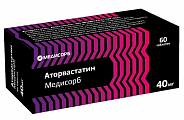 Купить аторвастатин медисорб, таблетки покрытые пленочной оболочкой 40 мг, 60 шт в Нижнем Новгороде