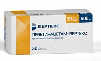 Купить леветирацетам-вертекс, таблетки покрытые пленочной оболочкой 500 мг, 30 шт в Нижнем Новгороде