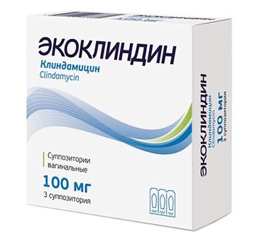 Экоклиндин, суппозитории вагинальные 100 мг, 3 шт