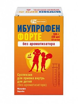 Ибупрофен Форте, суспензия для приема внутрь для детей, без ароматизатора 40мг/мл, флакон 80 мл