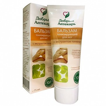 Добрый Аптекарь, бальзам для ног тонизирующий с экстрактом пиявки, 75мл