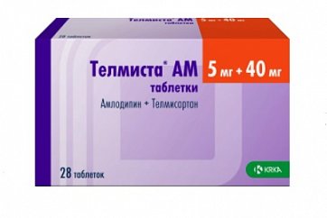 Телмиста АМ, таблетки 5мг+40мг, 28 шт