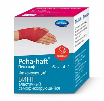 Paul Hartmann (Хартманн) бинт Пеха-хафт Колор когезивный фиксирующий эластичный 4м х 6cм красный 1 шт
