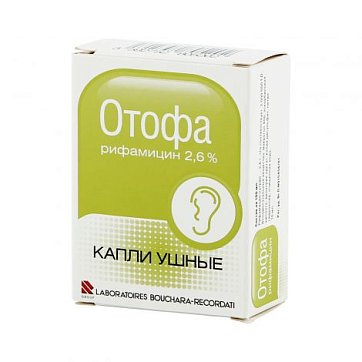 Отофа, капли ушные 2,6%, флаконы в комплекте с пипеткой 10мл