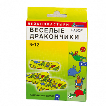Сарепта пластырь бактерицидный Веселые Дракончики, 12 шт