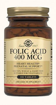 Solgar (Солгар) Фолиевая кислота 400мкг, таблетки 280мг 100 шт БАД
