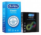 Durex (Дюрекс) набор: презервативы Classic, 12шт + Infinity гладкие с анестетиком (вариант 2), 3шт