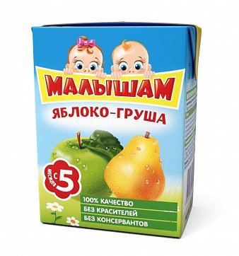 Малышам нектар яблоко-груша неосветленный с 5 месяцев, 200мл