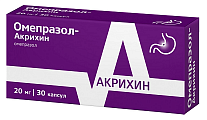 Купить омепразол-акрихин, капсулы кишечнорастворимые 20мг, 30 шт в Нижнем Новгороде